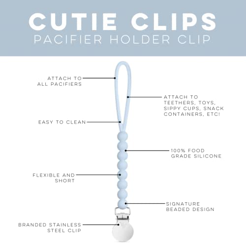Image of Ryan & Rose Cutie Clip 2 Pack - Pacifier Clip Holder Silicone (Judy-Blue /Judy-Sage)