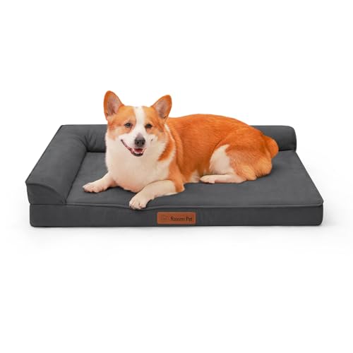 Image of Rainmr Microsuede Dog Bed for Small & Medium Dogs - Orthopedic Dog Bed with Removable Washable Cover, Memory Foam Pet Bed Mat, 35x23 Inches, Dark Grey