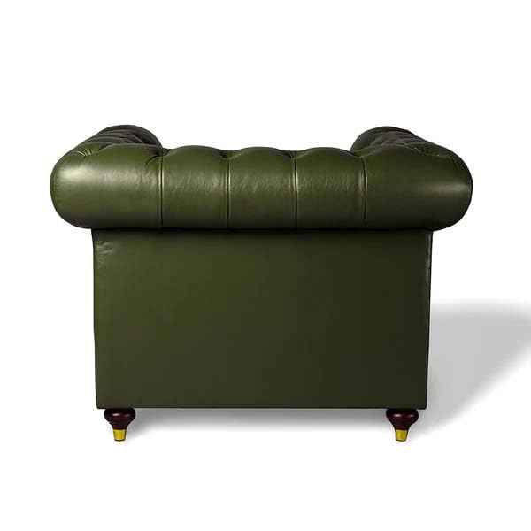 Image of UMAR ARTS Luxury Chesterfield Leatherate Sofa Set, Tufted Genuine Leatherate, Classic Living Room Furniture (1 Seater Olive Green)