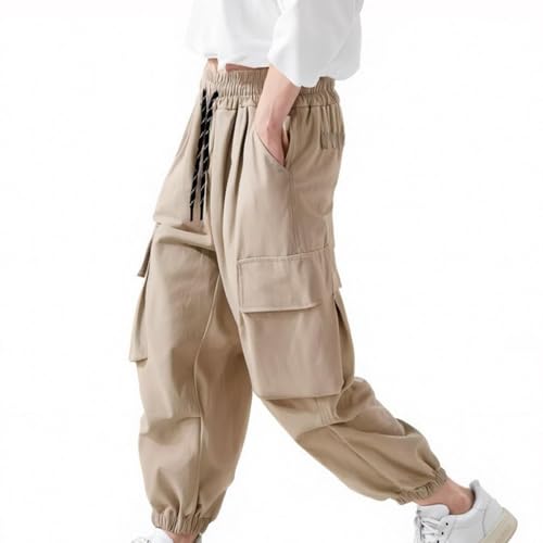 Teens Boys Ankle Cargo Pants Cute Lightweightt Athletic Joggers with Pockets Kids Fashion Elastic Waist Sweatpants