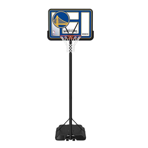 Image of Lifetime NBA Golden State Warriors Portable Basketball Hoop, Adjustable Height 7.5-10 Ft, 44 Inch Shatterproof Fusion Backboard, Base with Wheels