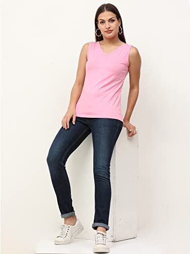 Image of Ecoline Clothing Eco-Friendly Women's Cotton Regular Fit Dual V Neck /Round Neck Tank Top, Yellow, Large