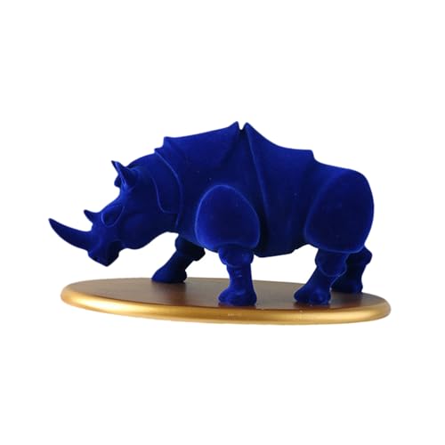 Artibetter Statuette Rhinocéros en Résine Bleu, Décoration Élégante et Créative pour Bureau...