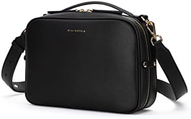 MIA + SOPHIA Crossbody Diaper Bags - Diaper Clutch Includes Leather Portable Changing Pad and Removable Pouch Organizer, Small Diaper Bag Features 6 Compartments - Black