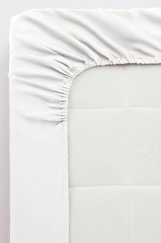 Jotex Zack Satin Spannbettlaken - 100% hochwertige, exklusivem Satin aus Bio-Baumwolle GOTS Zertifiziert Spannbetttuch mit Gummizug - Weiß, 120 x 200 cm