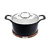   All-Clad-Cast-Iron-Enameled-Dutch-Oven-with-Acacia-Trivet-6-Quart-Induction-Oven-Broiler-Safe-650F-Pots-and-Pans-Cookware-Black