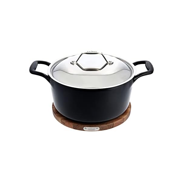   All-Clad-Cast-Iron-Enameled-Dutch-Oven-with-Acacia-Trivet-6-Quart-Induction-Oven-Broiler-Safe-650F-Pots-and-Pans-Cookware-Black