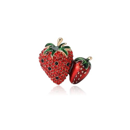 Image of Enamel Fruit Brooch for Women Rhinestones Fruit Lapel Pin Elegant Fruit Brooches Jewelry Gift, Perfect for Dresses Hat Bag