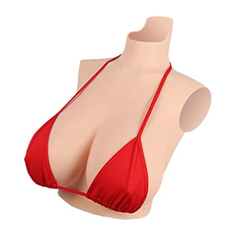 Wisfancy Pechos de Silicona, Senos de Silicona Realistas Crossdresser Pechos Falsos Cosplay Senos Artificiales para Transgéneros Mastectomía Travestis (Desnudo,D Cup-Silicona Líquida) Cover