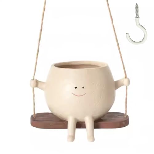 Swing Face Planter Pot - Hanging Smiley Planter for Indoor and Ou...