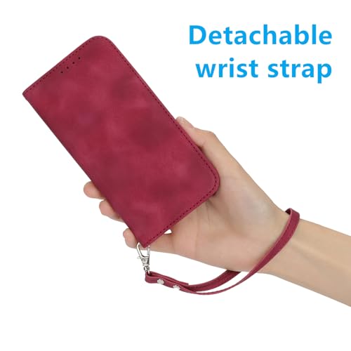 Jaorty Case for iPhone 16 Pro Wallet with Wrist Strap,Matte Burgundy - image 6