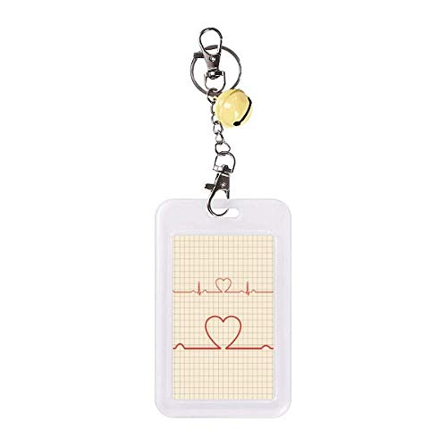 Manchon ECG motif cœur porte-badge et carte jaune avec clochette
