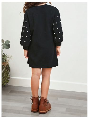 SOLY HUX Toddler Girl's Beaded Bishop Long Sleeve T Shirt Dress Crew Neck Casual Short Dresses2