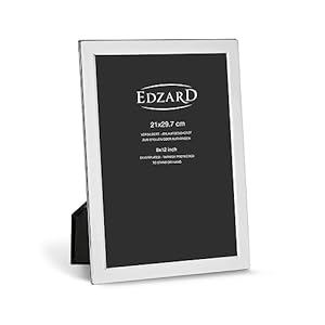 EDZARD Cadre Photo Salerno pour Photo DIN A4 (21 x 29,7 cm), argenté Noble, résistant au ternissement
