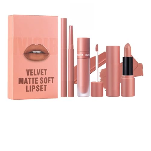 Lèvre De Lèvrwes À Lèvrwews Liquide Mat - Kit De Baumwe Et De Lèvres Lippp, Baume Lipp Rose Teinté Hydratant, Collagène Gloss Pour Lèvwwes Sèches - Lèvwres Collagènes Glwoss Drry Lipps, Ense