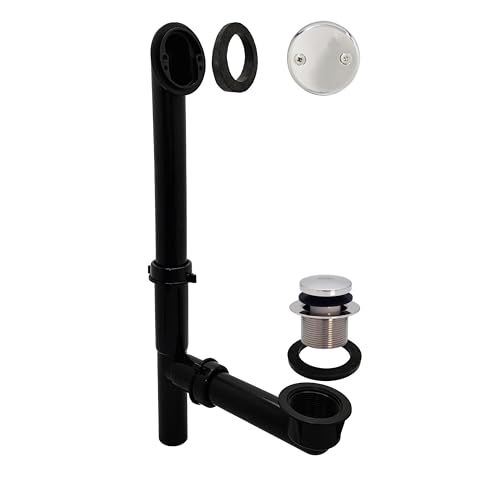 Westbrass 593144-26 Black 1-1/2" Tubular Tip-Toe Bath Waste Drain Kit, Polished Chrome
