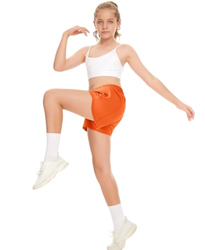 DOCUMO Girl's Athletic Shorts with Liner Zipper Pockets Quick Dry Running Shorts Sports Active Shorts for Teen Girls4