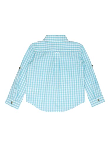 Image of RUGGEDBUTTS Boys Solid Cotton Long Sleeve Button Down Shirt with Button Tabs