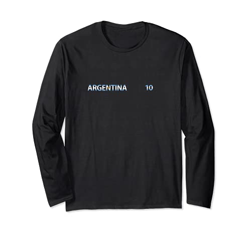 Flag Argentina Long Sleeve T-Shirt, Black