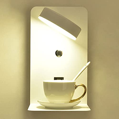 Aplique de pared LED interruptor de luz enchufe cable y puerto USB lampara dormitorio 3