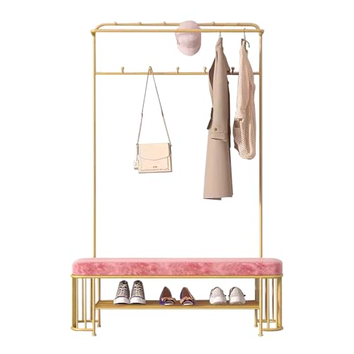 Organizador de entrada 3 en 1, perchero con banco de almacenamiento de zapatos y ganchos para sombreros, guantes, solución de ahorro de espacio para pasillo, sala de estar, dormitorio