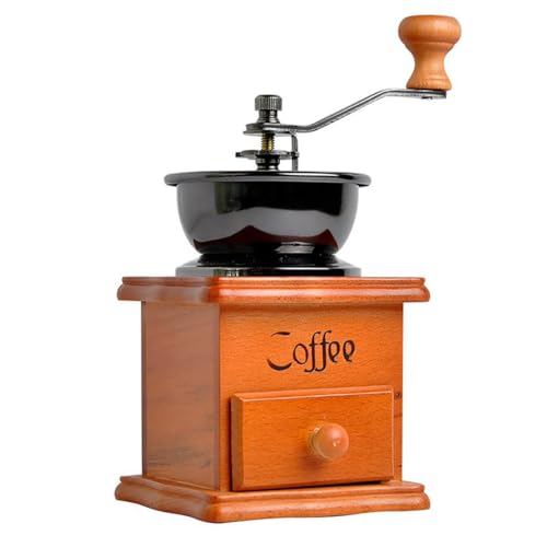 Toolvvik Molinillo de Café de Madera con Fresas de Cerámica, Estilo Retro Vintage, Color Marrón, para Uso Doméstico, Decoración de Café de Madera Vintage, Cafetera Retro.