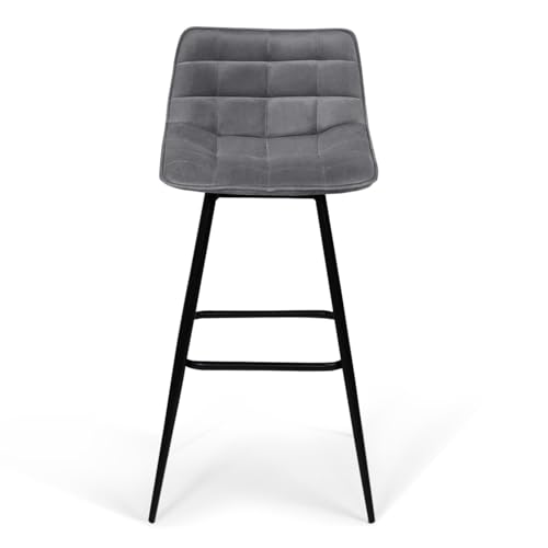Lot de 4 tabourets de bar MADY en velours - vue 4