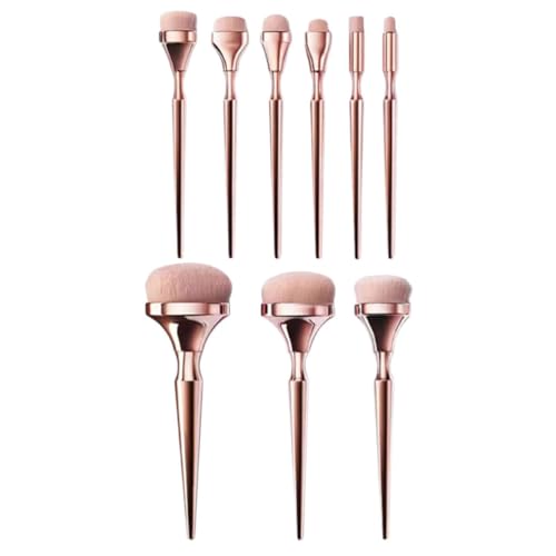 Image of FENICAL 9pcs Multifunctional Makeup Brush for Women Rose Gold Electroplated Handles Fine Dense Bristles for Loose Powder Foundation Eyeshadow Blush and Concealer and Comfortable Beauty