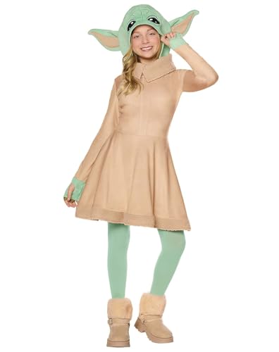 Spirit Halloween The Mandalorian Kids Grogu Hooded Dress Costume, Star Wars, Girls, Size CHILD SMALL Standard, Multicolor