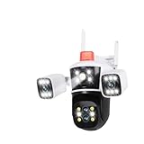 QDVOPHZA 8K 16MP WiFi IP Security Camera Outdoor Three Screen Video PTZ Surveillance Cam CCTV Video Cam Home 10X PTZ Zoom(U/K,Cam NO SD Card)