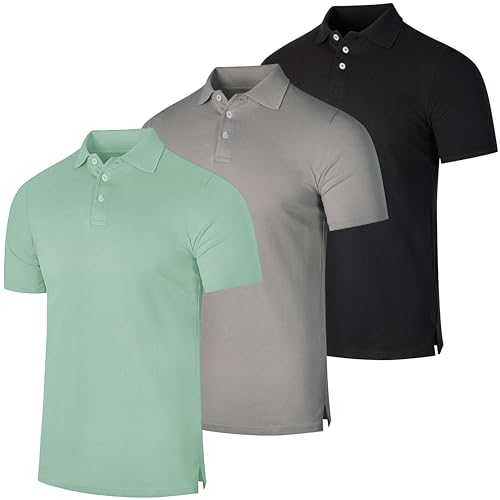 Real Essentials 3 & 4 Pack: Men's Cotton Pique Short Sleeve Polo