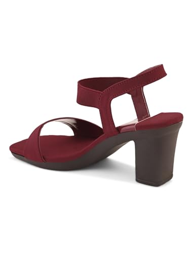 Image of XE Looks Women's Trendy Block Heels | Open-Toe Sandals with Elastic Support | Anti-Skid Sole & Cushioned Footbed Block Heels For Girls & Women
