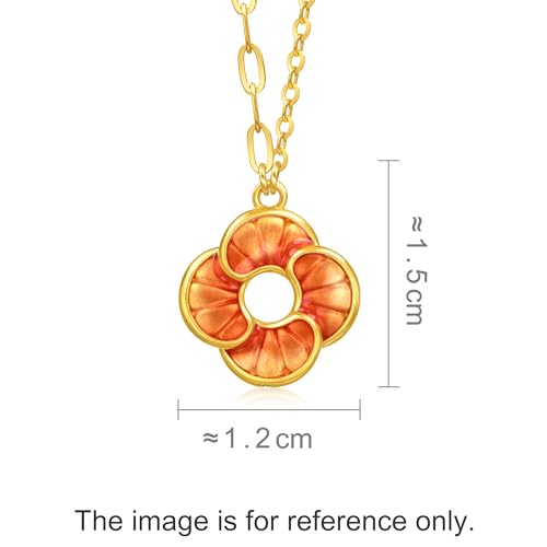 Image of CHOW SANG SANG 999 24K Gold MINTYGREEN Auspicious Windmill Dual Sided Wear Dainty Necklace for Women 47cm 95573N