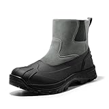 NORTIV 8 Mens Slip on Winter Boots Waterproof Rain Boot for Outdoor SNSB232M GREY Size 10