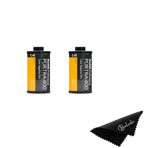 Kodak Portra 400 Film - 2 Pack of 36exp Rolls for 35mm Cameras with balveli Premium Microfiber Cloth