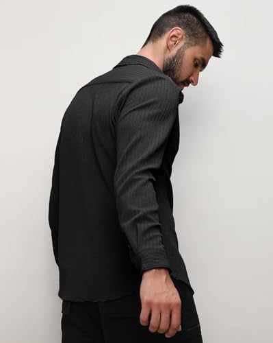 Image of Noble Monk Men's Regular Fit Casual Shirt |Full Sleeve| Polo Neck |Casual Shirts for Men
