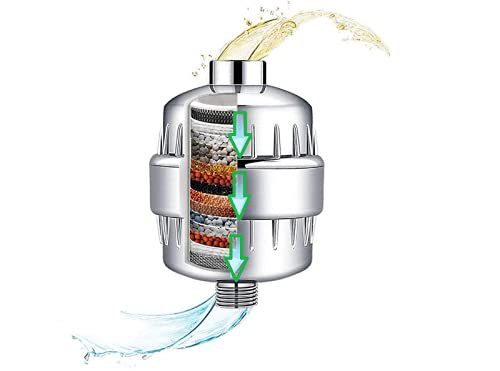 15 Stage Universal Shower Water Filter Cartridges Reduces Chemicals & Chlorine, Hard Water, Restores PH Balance- Replacement for All Similar Shower Systems (1 PACK)