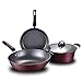 XLYYLM Zestaw do gotowania w garnkach, 3-częściowe garnki i zestaw patelni, wok i patelnia i garnek zupa (kolor Burgundii)
