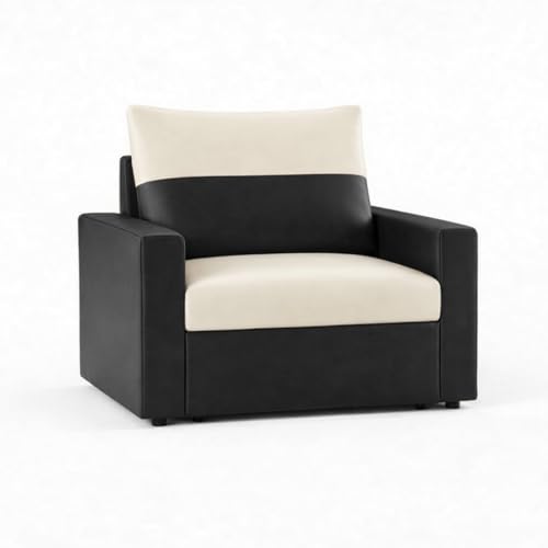 Image of SOCOZI Enrique 1 Seater Sofa Cum Bed | Premium Leatherette Upholstery | Modern Convertible Design | Comfortable Seating & Sleeping Solution for Living Room (Black-Cream)