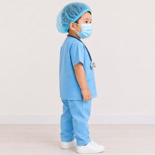 Image of Surgeon Dress for Kids with OT Coat| Surgeon Costume| Medical Role Play Outfit for Children, Hospital Theme Costume for Fancy Dress Competition, School Annual Function, Career Day