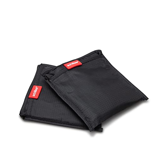 achilles 2er Set Einkaufstaschen, Stabile Tragebeutel wiederverwendbar, Faltbare Beutel aus 100% Polyester, Federleicht und platzsparend, Basic Shopper, 38x46x11cm (Schwarz)