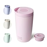Insulated Travel Mug 350ml Stainless Steel Office Coffee Cup with Push Button Lid Keeps Cold and Hot for 8 Hours (Pink)