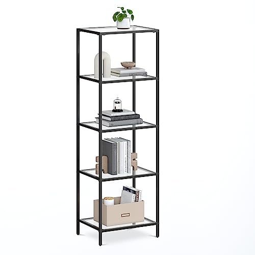 VASAGLE Regal mit 5 Ablagen, Badregal, gehärtetes Glas, einfache Montage,...