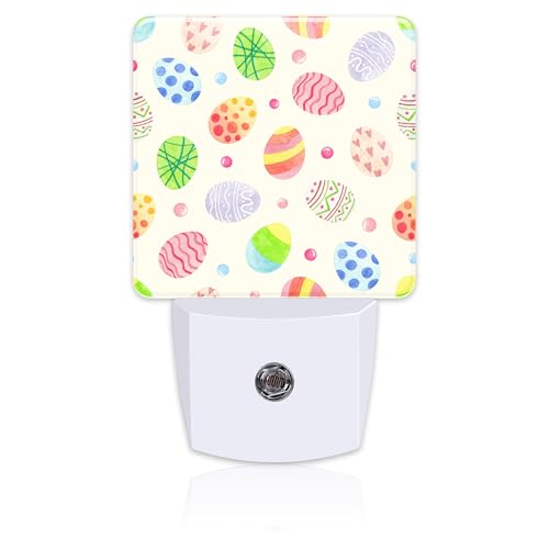 Image of Colorful Easter Eggs Night Light, Happy Easter Dusk to Dawn Night Light Plug in,0.5w Energy Saving Sleep Friendly NightLight for Kids Boys Girls Home Decor