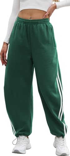 Sweetmoon Barrel Sweatpants Women - Track Pants Drawstring Fleece Joggers for Women Athletic Baggy Sweat Pants for Girls Christmas Green M