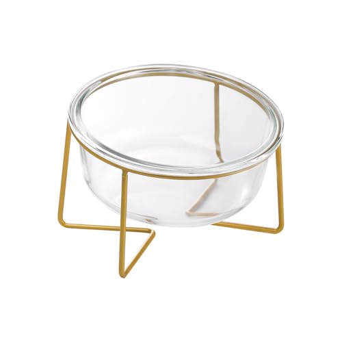 Comedero Gato Vaso Elevado Inclinado - Cuenco Gato Antivomito con Soporte de Metal - Bebedero y Comedero Perro Pequeño - Plato para Cachorro - Bol Comida y Agua para Cachorros y Gatos - 480 ml