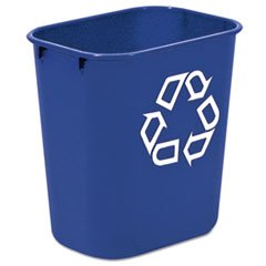 (3 Pack Value Bundle) RCP295573BLU Small Deskside Recycling Container, Rectangular, Plastic, 13 5/8 qt, Blue