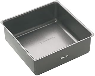 MasterClass KCMCHB56 30 cm Deep Cake Tin with PFOA Non Stick and Loose Bottom, 1 mm Carbon Steel, 12 Inch Large Square Pan , Grey