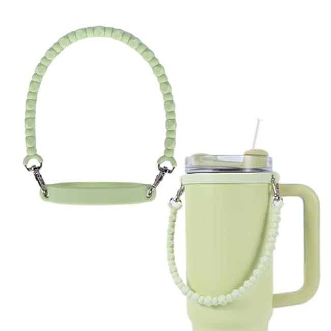 Versatile Silicone Water Bottle Holder and Sling - Durable Soft Handle with Strap - Fits 8-40oz Bottles, Stanley Cup Compatible - Perfect Accessory (diamondsGreen)