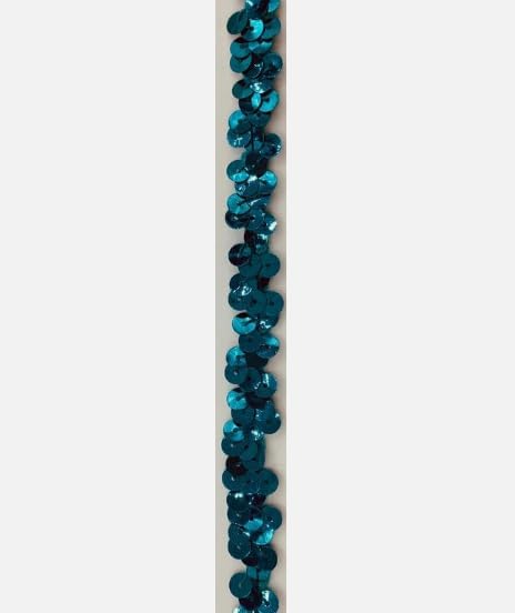 Generic 1 Pcs 3/8"" Turquoise Single Row Stretch Sequin Trim for Decorative 18 Yards - Rk8